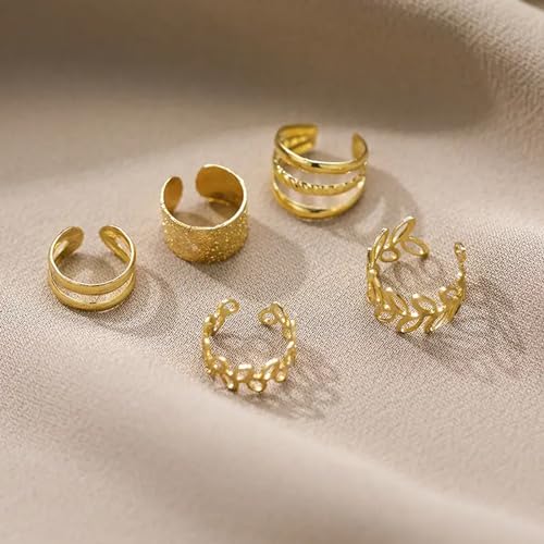 Image of Ear Cuffs Non Piercing 14K Gold Plated Ear Cuff Earrings for Women Trendy Clip on Cartilage Earring Stacks Non Pierced Adjustable Fake Earrings Set Jewelry Christmas Gift 2026 Stocking Stuffers