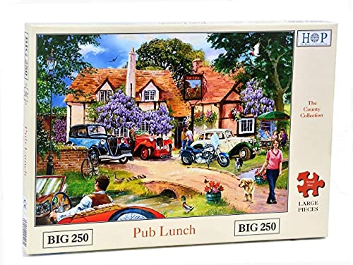 The House of Puzzles, Pub Lunch Jigsaw, Big 250 Piece Jigsaws For Adults & Kids, Extra Large Pieces, Artist Illustrated