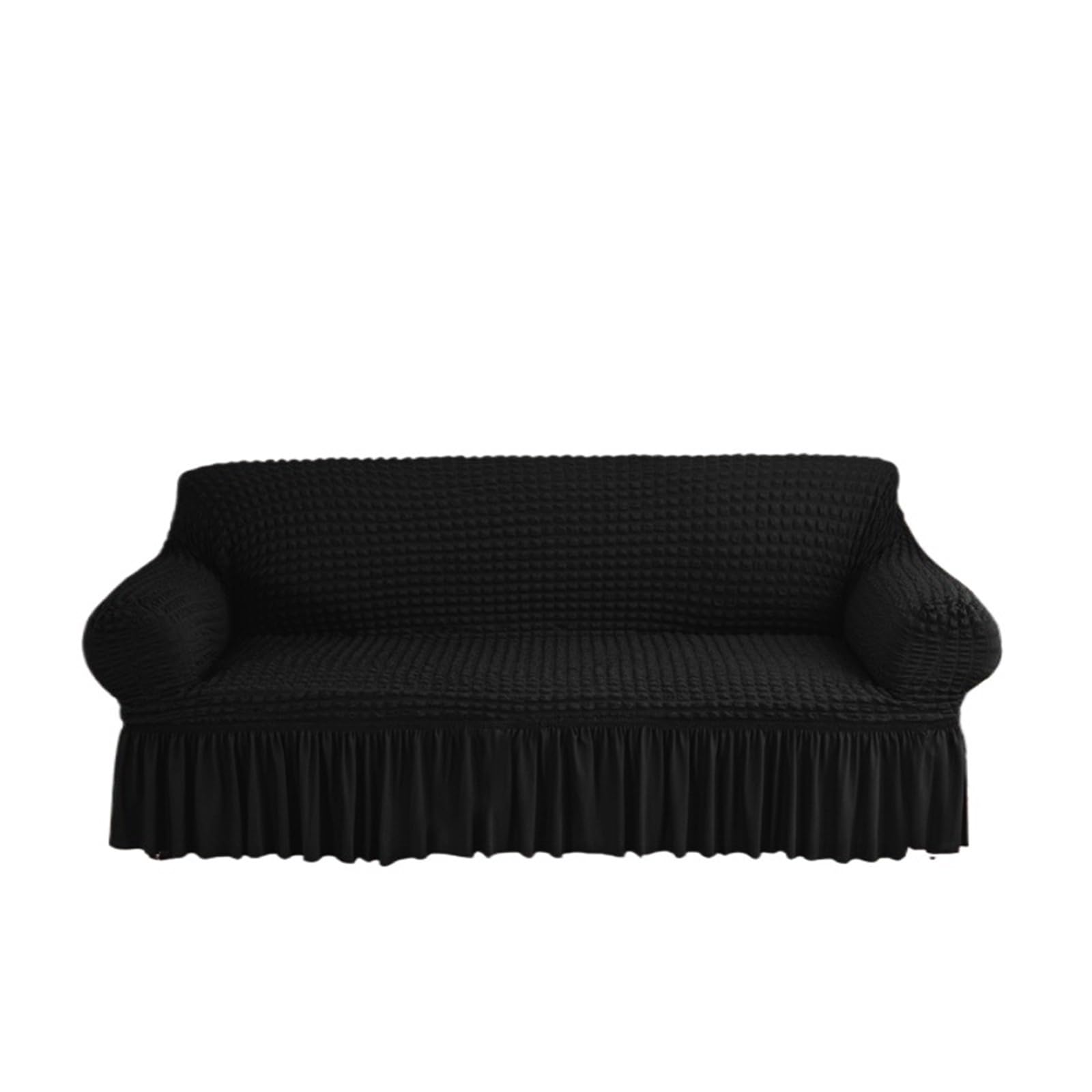 SUBLXPoten Sofa Cover with Skirt Sofa Slipcover with Skirt Easy Fitted for Living Room Couch Cover Washable Elastic(Black,3-seater 170-230cm)