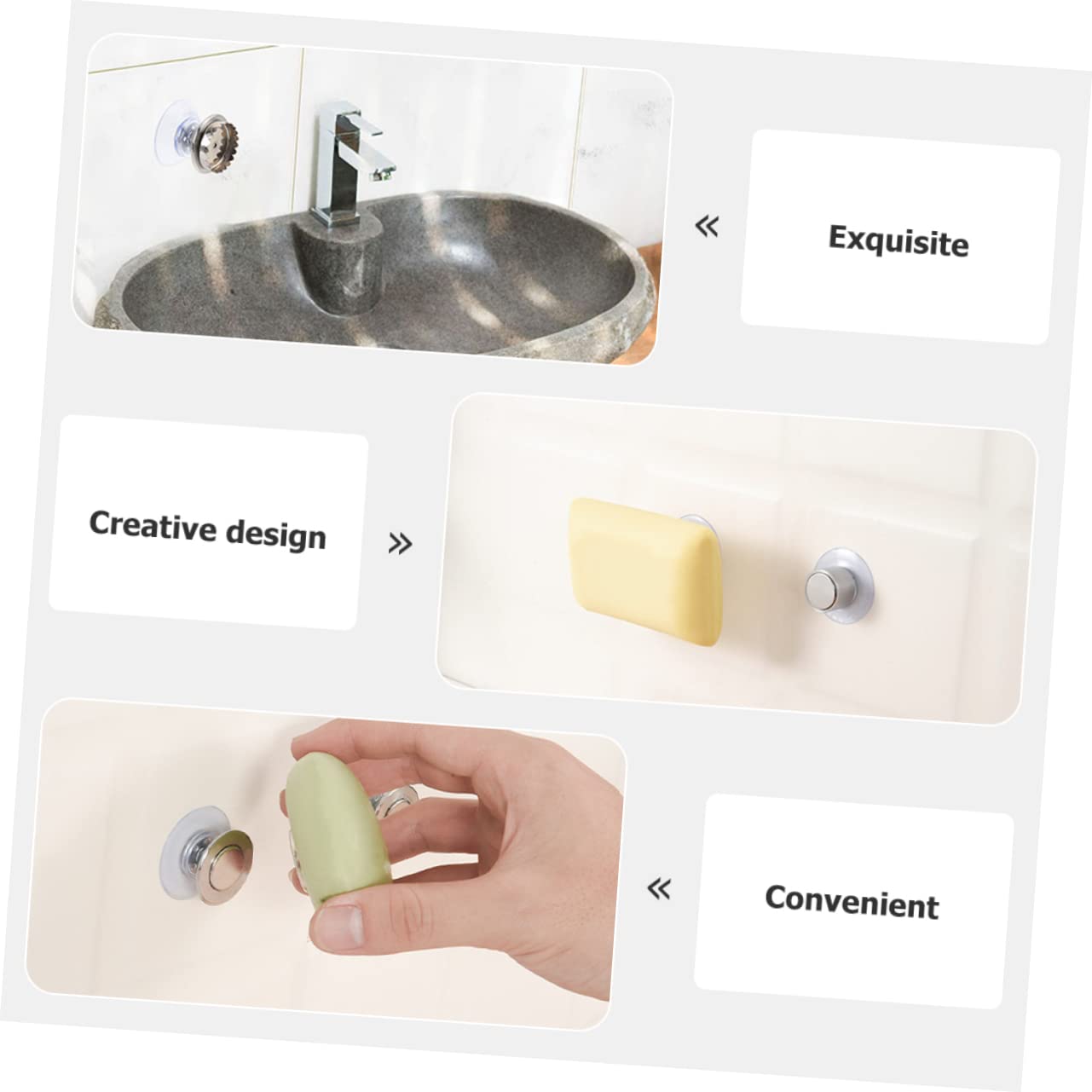 Ciieeo 3 Juegos de Jaboneras Magnéticas de Acero Inoxidable para Montaje en Pared con Drenaje para de Baño.