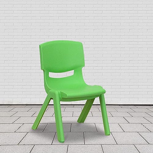 Image of Flash Furniture Green Plastic Stackable School Chair with 10.5'' Seat Height