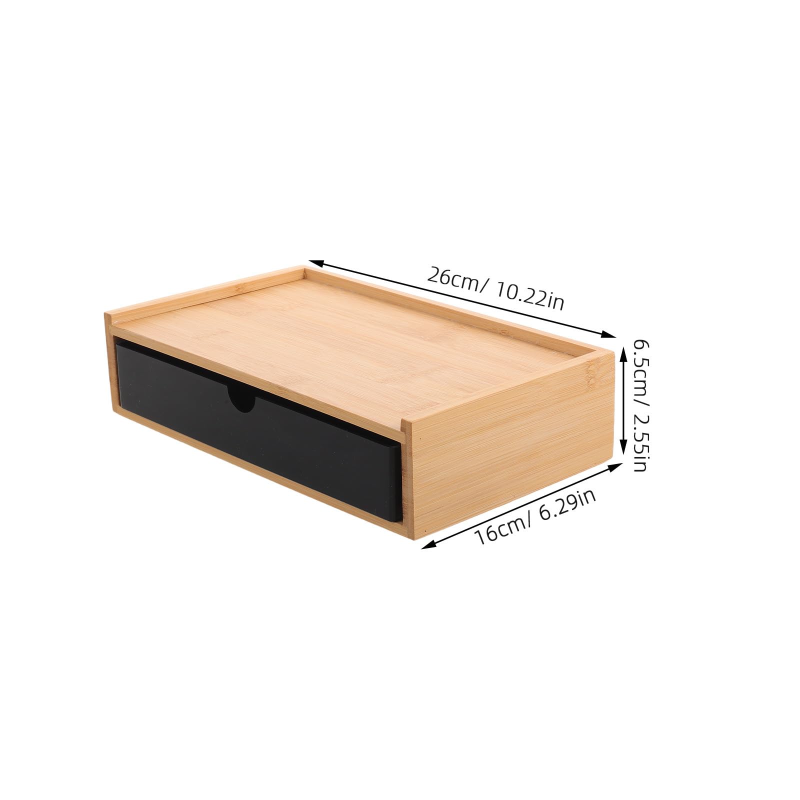 Organizzatore da scrivania con cassetti - Scatola portaoggetti da scrivania in bambù per articoli da ufficio e cancelleria scolastica - Mobiletto organizer da tavolo per la casa, nero