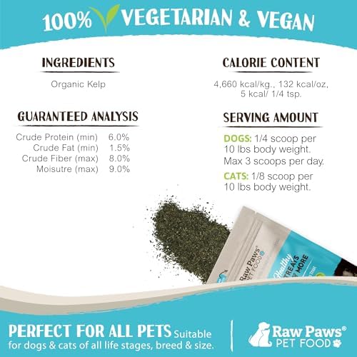 Raw Paws Organic Kelp Powder for Dogs & Cats, 8-oz - Seaweed Supplement Detail