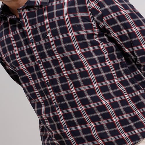 Image of BASICS 100% Cotton Checked Shirt for Men | Slim Fit | Everyday Smart Casual Wear | Full Sleeve