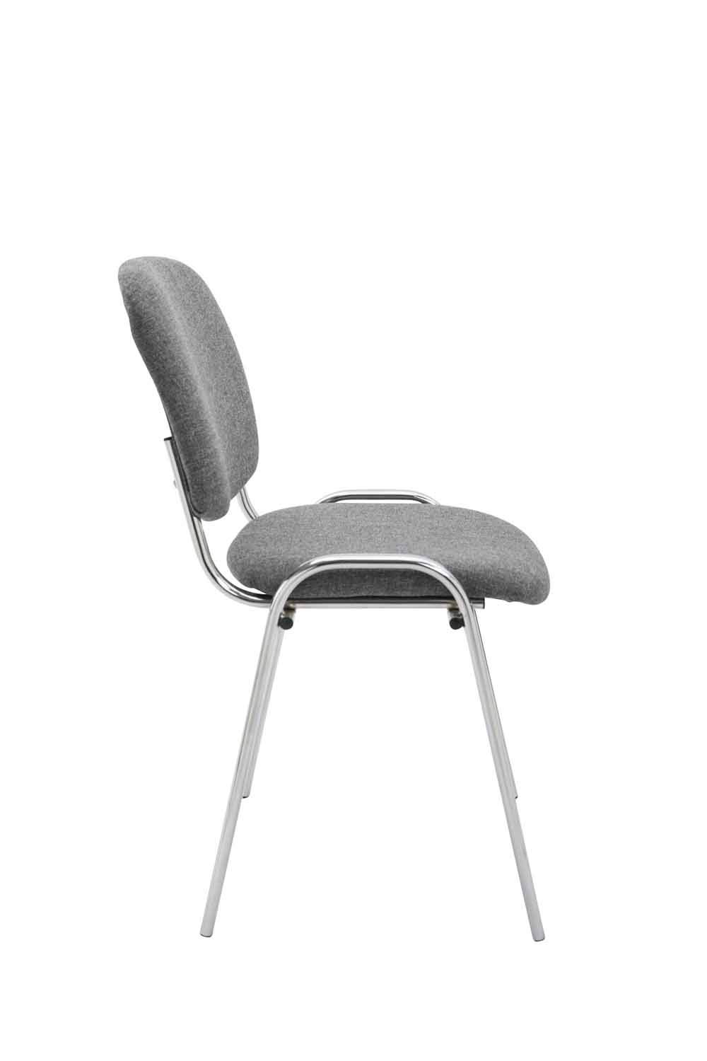 CLP Chaise de conférence Ken chromée avec rembourrage de qualité supérieure et housse en tissu I Chaise empilable avec structure en métal robuste à l'aspect chromé - Couleur : gris