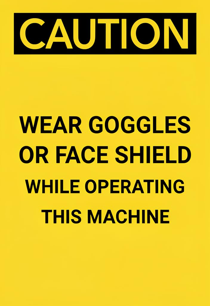 peiyeety Caution Wear Goggles or Tin Sign 12x8 Inch, Yellow/Black Safety Warning Metal Wall Decor for Workshop, Garage, Shop, Factory, Machine Area, OSHA-Style Industrial Sign Gift