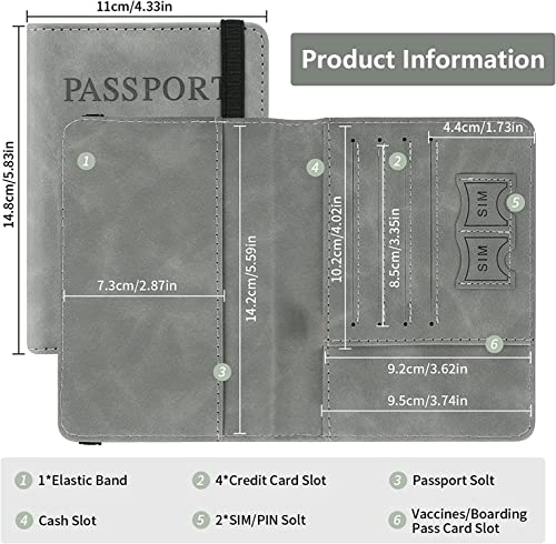 Image of House of Quirk Passport Holder Cover Travel Wallet Organiser, Passport Case with PU Leather Travel Document Holder for Men & Women Travel Accessories (Grey)