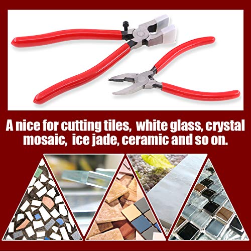 Hilitchi 2-Pcs Premium Glass Running Breaking Pliers Grozier Pliers Set Glass Tools Mosaic Tools For Stained Glass Mosaics And Fusing Work #TOP5