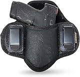Tactical Pancake Gun Holster Houston - ECO Leather Concealed Carry Soft Material | Suede Interior for Protection | IWB | Right Hand | Fit: Glock 19 23 32 26 27 33 30 | M&P Shield, XDs, Taurus PT111