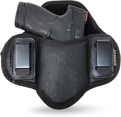 Tactical Pancake Holster Fit Glock 43 23 32 27 33, M&P Shield, Taurus PT111. Suede Interior. Inside The Waistband ECO Leather Holsters for Pistols by Houston Gun Holsters (Right Hand)
