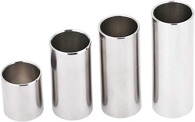 Guitar Slide Set, 4 Stainless Steel Guitar Tone Bars with Variety of Sizes for Both Electric and Acoustic Guitars