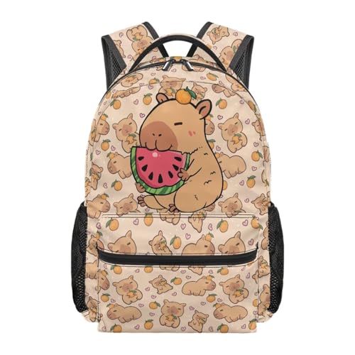 chaqlin Capybara Backpack Kids School Bags for Boys 17 Inch Rucksacks Daypacks Age 8-12 Years Children Backpack Students Book Bags for Secondary School