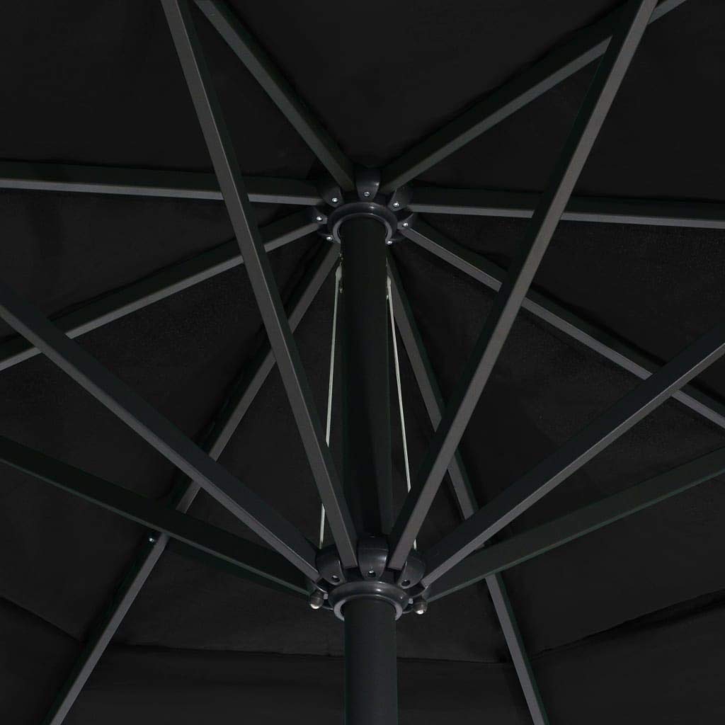 vidaXL Ombrellone da Esterni con Palo in Alluminio Parasole Protezione per il Sole Telo Protettivo Tenda Accessori da Esterni 600 cm Nero