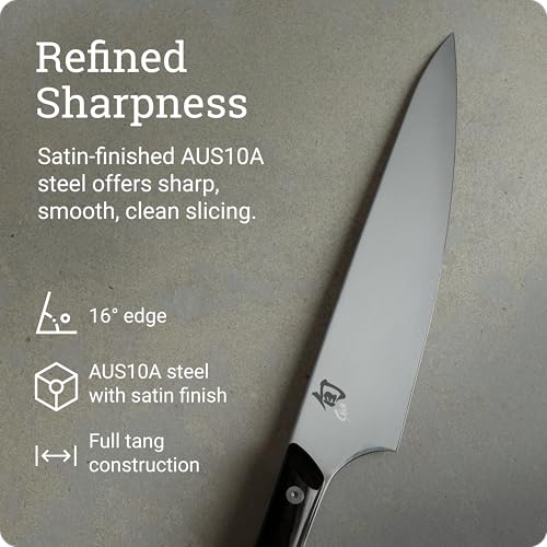 Image of Shun Kazahana 8 inch Chef's Knife, Handcrafted Japanese Kitchen Knife, AUS10A Stainless Steel Blade, Pakkawood Handle, Gyuto-Style Chef Tool for Professional and Home Chefs | Handcrafted Japanese Kitchen Knife, AUS10A Stainless Steel Blade, Pakkawood Handle
