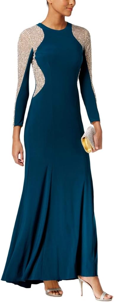 xscape blue beaded dress