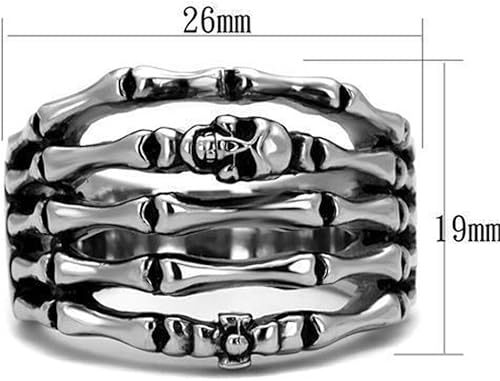 Miniatura 2 de Jewelry Store by Erik Rayo Anillo Color Plata Para Hombres y Ninos de Acero Inoxidable Huesos y Calaveras 13