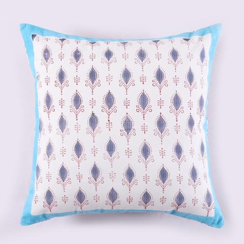 Image of Ravaiyaa - Attitude is everything Cotton Hand Block Printed Soft Cushion Cover Pillow Case 16 inch Square Cushion Sham Set of 2 Piece