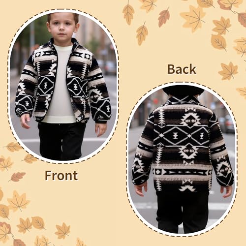 Boys Jacket Fall, Geometric Print Parka, Soft & Warm StreetStyle Jacket (Ages 2-6)2