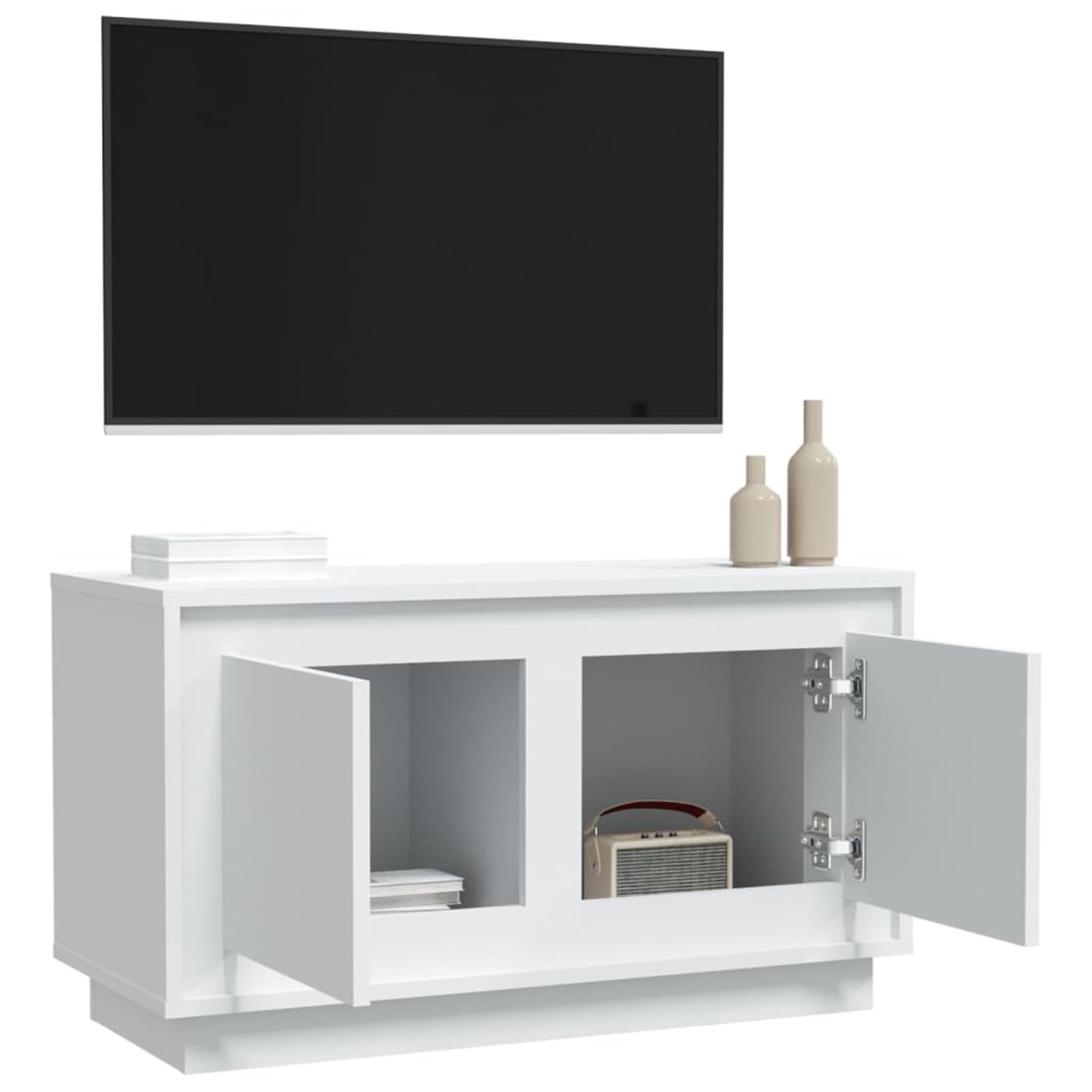 Gecheer TV-Schrank Weiß 80x35x45 cm Holzwerkstoff, Moderne TV Lowboard Fernsehschrank für Home-Cinema Gamerzimmer Wohnungen Büro819852