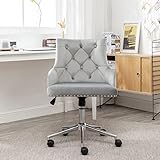 Silla de oficina multiuso y práctica: de estilo moderno y sencillo, esta silla giratoria es ideal para ser un taburete de trabajo para oficina en casa, una silla de comedor, una silla de tocador para vestidor, una silla de recepción para salón de peluquería, etc. Nota: retirar el tapón del ascensor de gas antes de la instalación