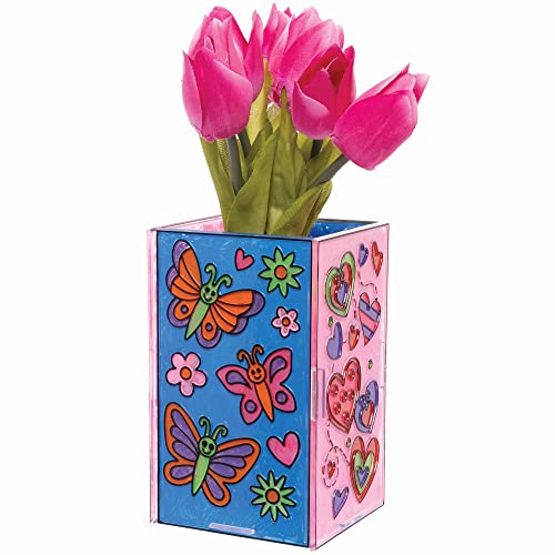 Baker Ross Suncatcher FC407 Blumentopf-Bastelsets, Packung mit 3 Frühlings-Sonnenfänger-Sets für Kinder