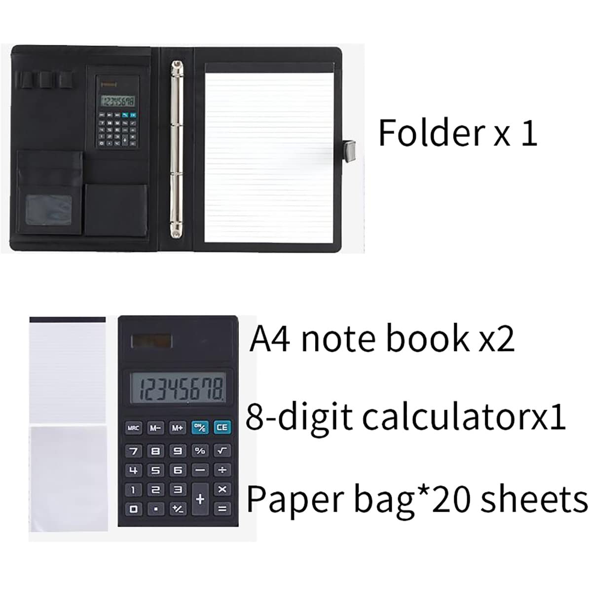 Padfolio Portafolio Estuche Carpeta de Negocios Cuero PU A4 Compedio for Documentos Conferencia Ejecutiva con Funda for for Mujeres/Hombres(Blue)