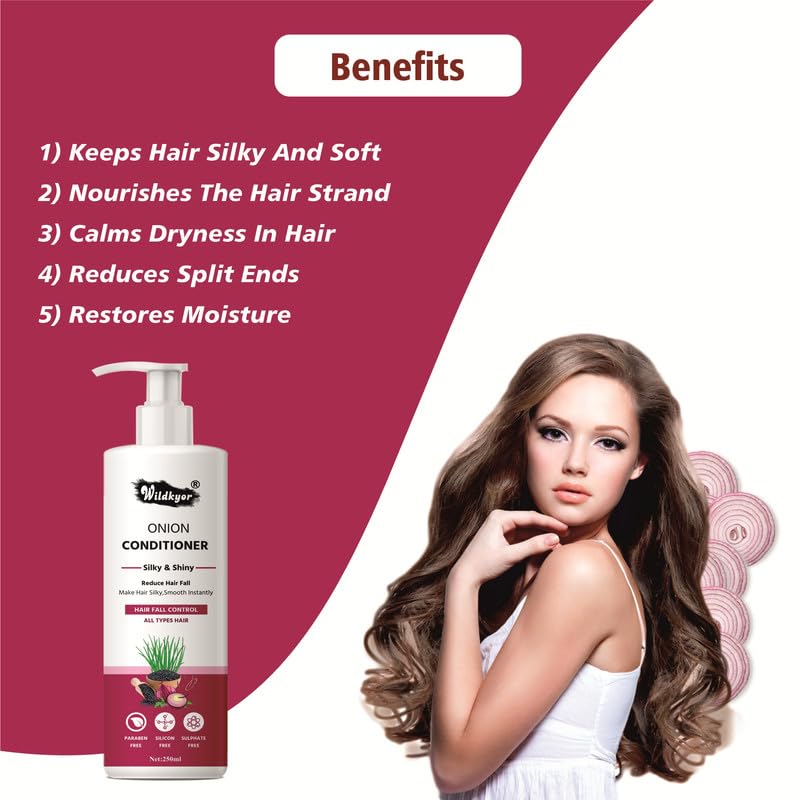 Image of Onion Hair Conditioner, Silky & Shiny, Hair Fall Control, 250ml Onilon Conditioner