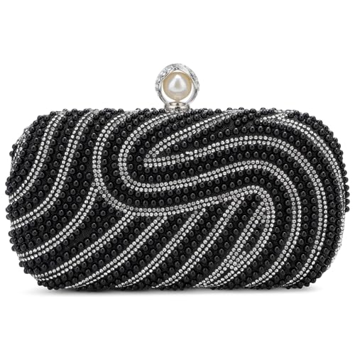 Image of YYW Womens Pearl Clutch Purse Evening Handbags Beaded Bag for Wedding Bride Party with Chain