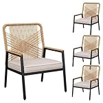 LIFERUN Rattanstühle Kreuzgeflecht 4er-Set