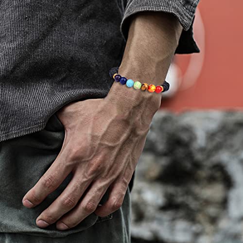 14 Pcs Lava Rock 7 Chakra Energy Oil Diffuser Bracelet Set for Women Men Unisex Elastic 8mm Stone Yoga Beaded Bracelets Jewelry With Lucky Healing3