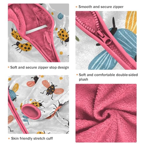 Cute Little Insect Girls Fleece Jacket Girls Fall Jacket Girl Coats Zip Up Hoodie Children Sherpa Warm Outerwear 2-10T3