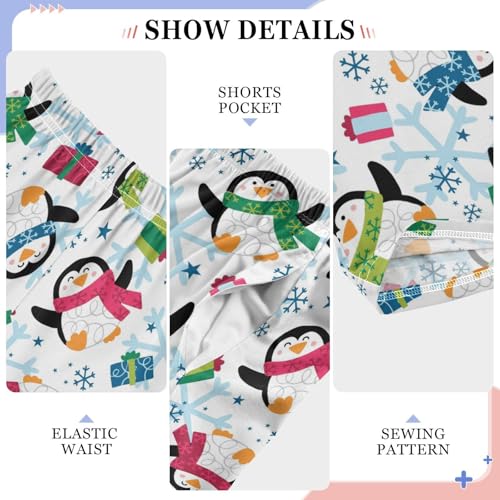 ZZXXB Penguin and Gift Boys Long Pants Soft Trousers Elastic Waist Kids Lounge Bottoms with Pockets S-XL4