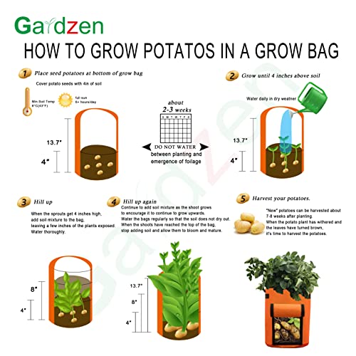 Gardzen 6 Pack Bpa-Free 10 Gallon Vegetable Grow Bags With Access Flap And Handles, Suitable For Planting Potato, Taro, Beets, Carrots, Onions, Peanut #TOP4