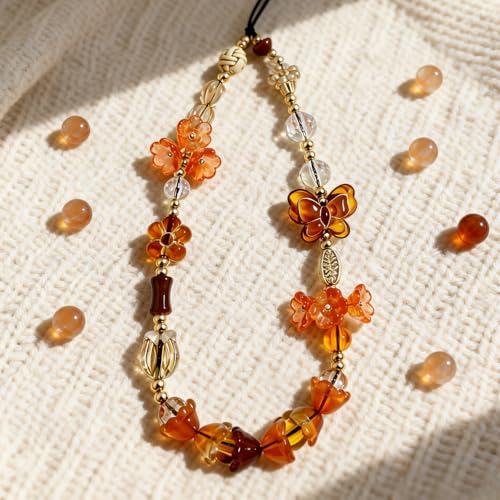 Image of Cute Beaded Camera Wrist Strap for Phone, Digital Camera Charm Lanyard, Pearl Beaded Chain for Bag Keychain Gift