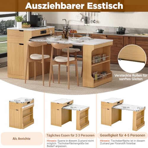Mesa de comedor extensible con regletas y cajones integrados 6