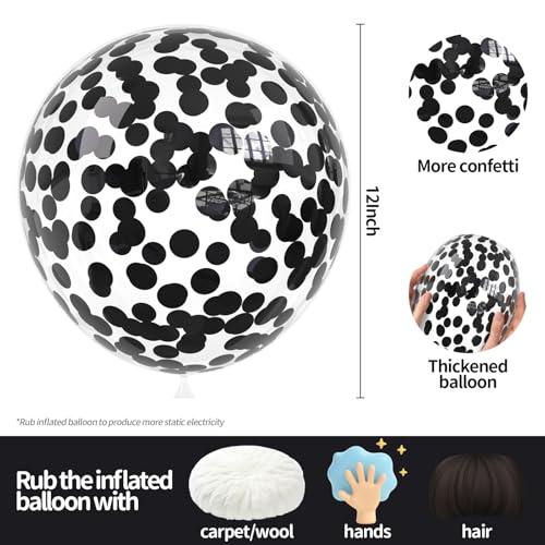 Image of Black Confetti Balloons, 25 Pcs Thickened 12 Inch Clear Latex Balloon with Confetti Inside for Birthday Party New Year Engagement Bridal Shower Baby Shower Graduation Party Decorations Supplies