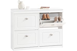 Maupvit Large Shoe Cabinet with 4 Flip Drawers
