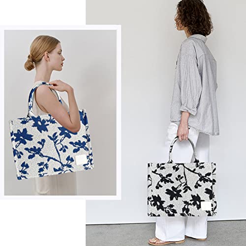 Vodiu Canvas Tote Bag Women's Shoulder Bags Printing Shopper Handbags Large Capacity Wedding Party Travel Beach Bag Blue #TOP1