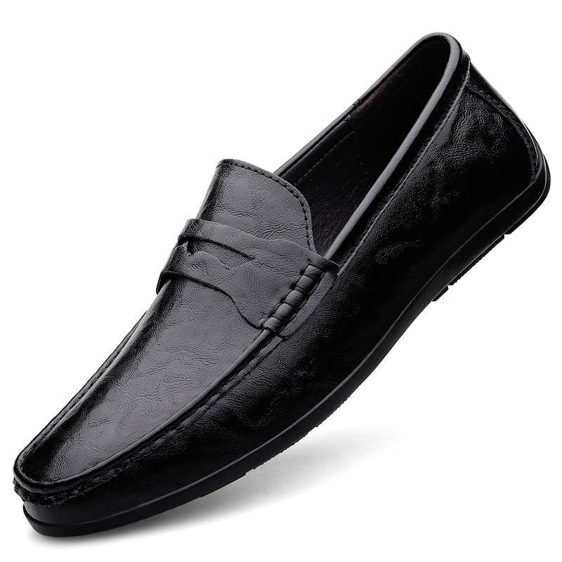 Mens Loafers Shoe Round Toe Faux Leather Penny Loafers Flexible Anti-Slip Lightweight Party Slip On