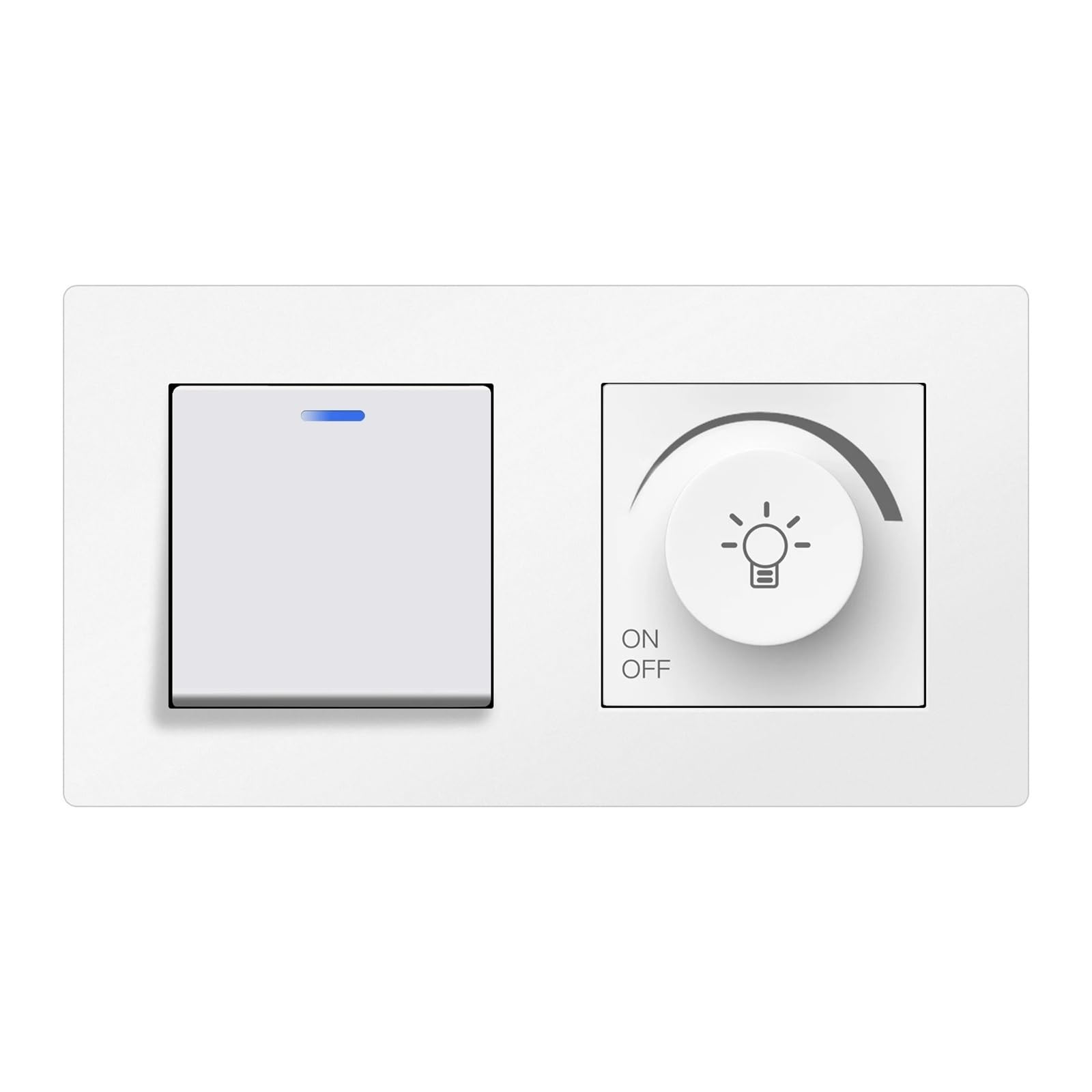 Variatore di luce standard con pulsante rotante, dimmer regolabile in luminosità, alloggiamento in plastica. (Dimmer Socket White)