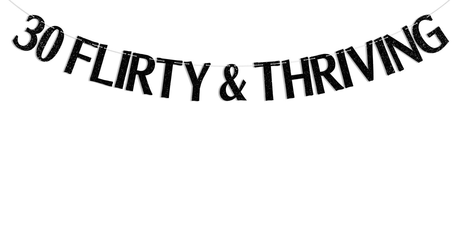 Photo 1 of 30 Flirty & Thriving Banner, 30th Birthday Decorations, Cheers to 30 Years Bunting Sign, Happy 30th Birthday Anniversary Party Decorations Black Glitter