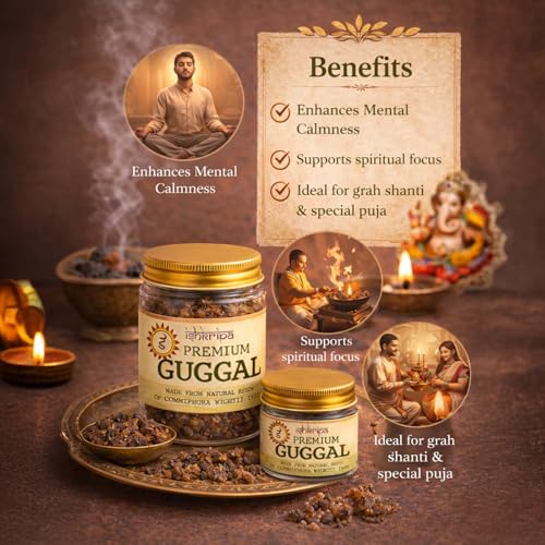 Image of Pure & Natural Guggal (Guggul) Resin for Puja, Hawan & Meditation | Traditional Ayurvedic & Spiritual Use | Authentic Guggal Dhoop (80gm)