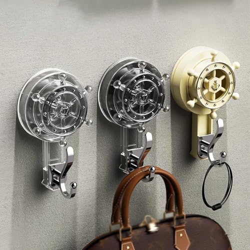 Ganchos De Ventosa 5 Pack, Ganchos De Pared En Forma De Timón para Colgar Gancho De Pared Multiusos Sin Clavos para Ducha Baño Cristal Cocina(Blanca)
