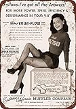 Cartel de metal de estaño 1952 Equa-Flow Silenciadores Cheesecake Vintage Retro Letrero de aluminio para decoración de pared, 8 x 12 pulgadas