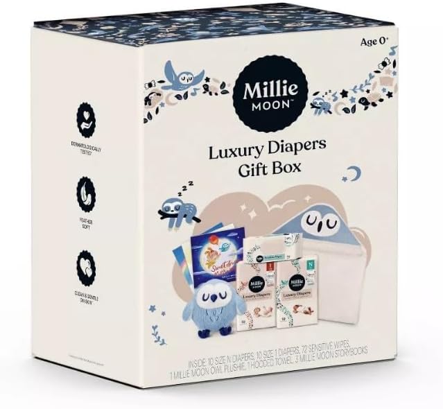 Millie Moon Luxury Disposable Diapers, Gift Box, 20 Count