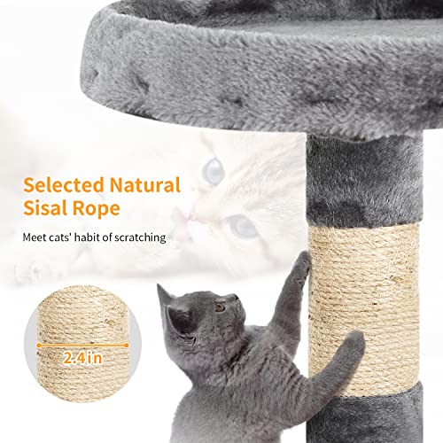 Image of BestPet | 36 inch Cat Tree Tower | Light Gray | Sturdy Multi-Level Cat Tree
