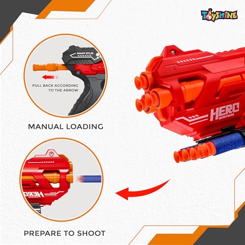 Image of Toyshine Easy to Shoot Foam Bullet Blaster Gun Toy with 8 Pc Soft Bullets Shooting Fun Outdoor Toy for Little Kids - Red