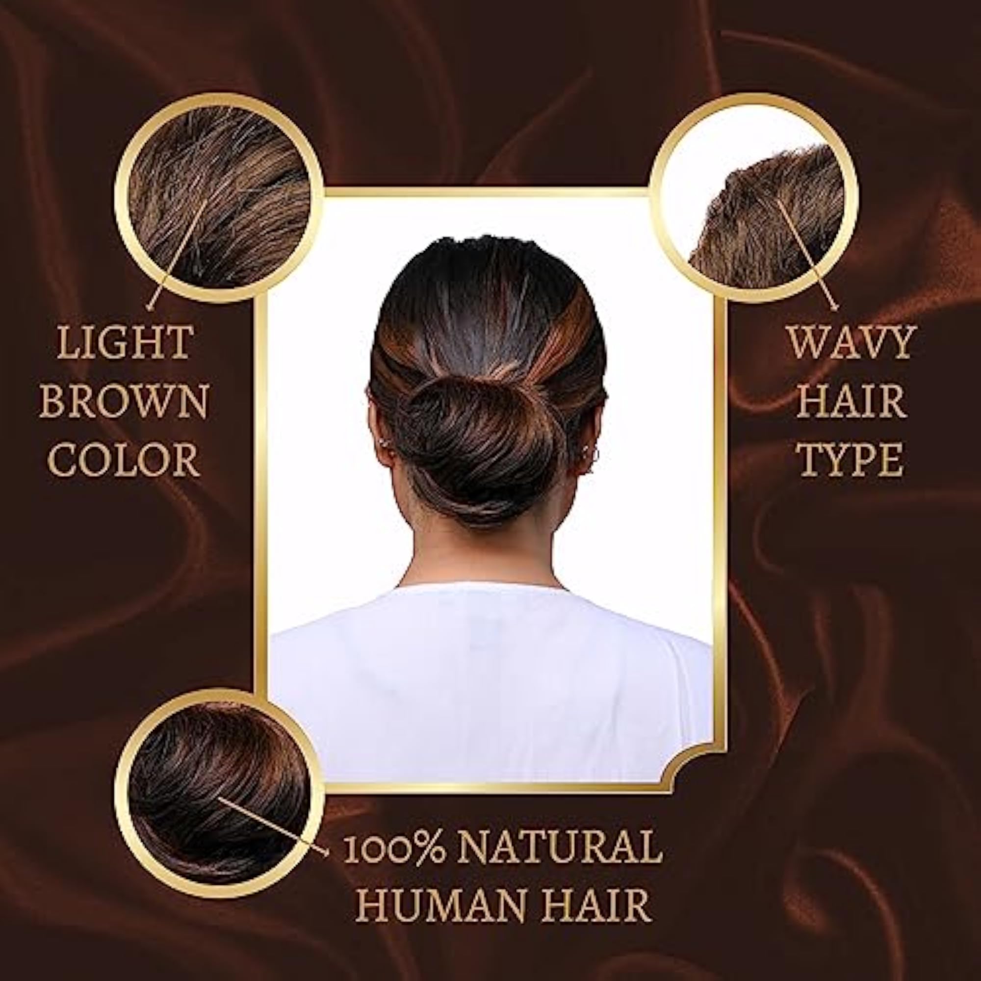 Messy Bun Scrunchie Human Extensions, Light Brown, Set of 1