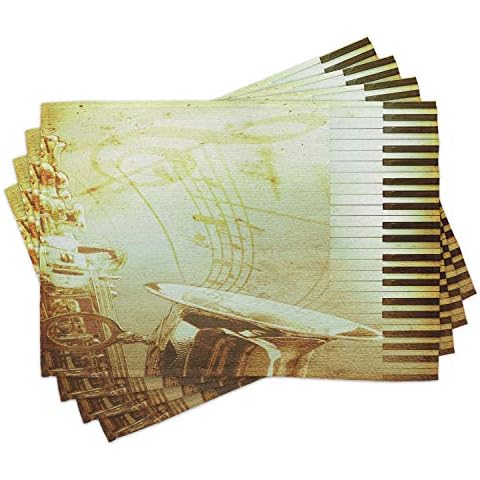 Lunarable Piano Keys Music Place Mats Set Cover