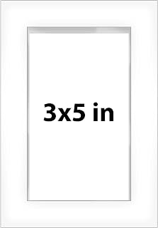 3x5 Inch Shadow Box White Contemporary Frame - Interior Size 3x5 Inch in by 1 in Deep - This White Frame is Made to Display Items Up to 1 in Deep Includes Shatter Resistant Acrylic, Backing, Hardware